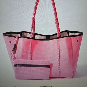 Pink Neoprene Tote with Braided Handle